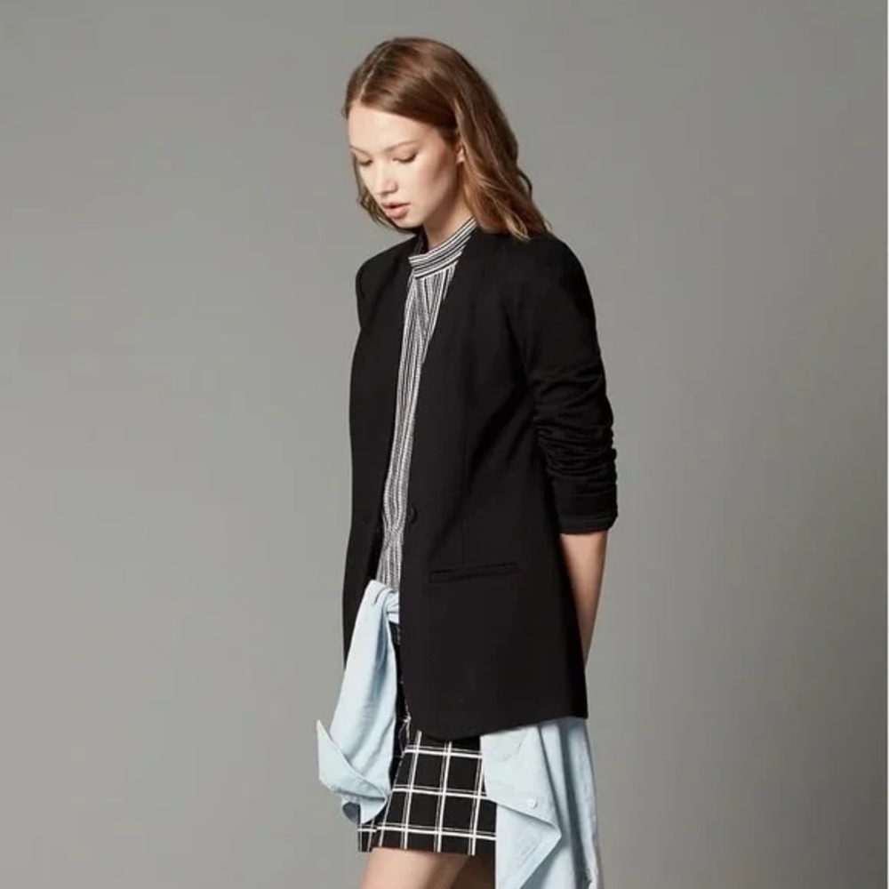 Madewell Women's Black Tribune Collarless Blazer Jacket
